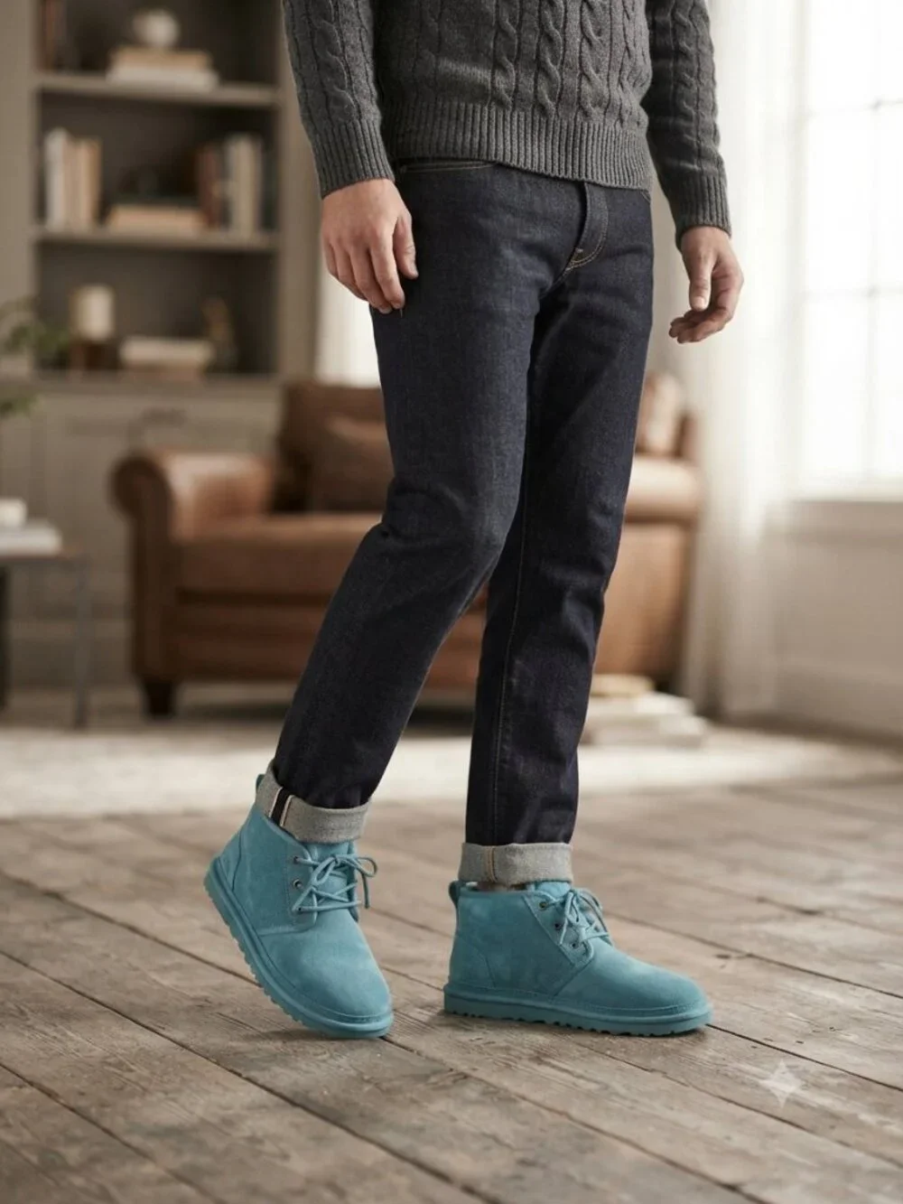 Men's UGG Neumel Suede Chukka Boots - Blue - Size 9 - Wool-Lined Ankle Boots